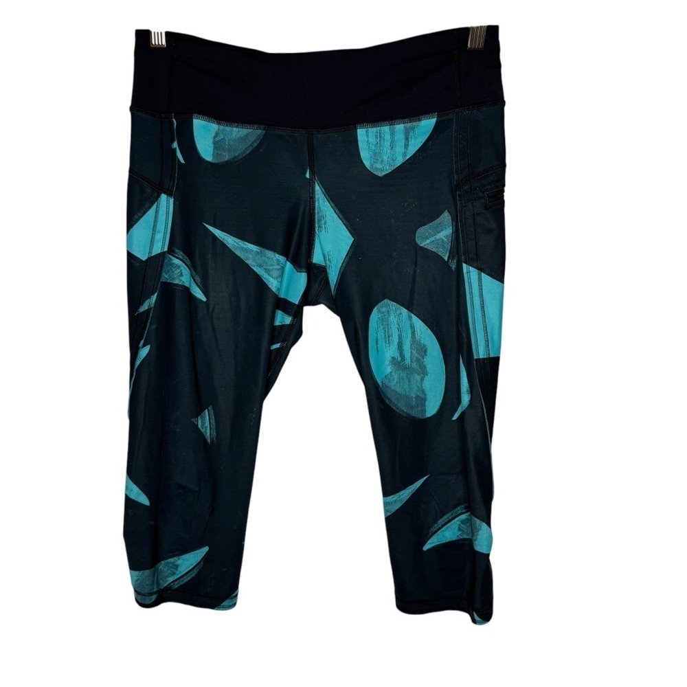 Lululemon Run Top Speed Cropped Leggings Peacock Blue 10